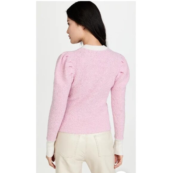Autumn Cashmere Pink Cashmere Merino Puff Sleeve Crew Sweater Dual tone size S - Picture 3 of 12